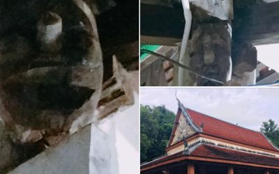 หน้าพรานหัวเสา วัดควนชะลิก อ.หัวไทร จ.นครศรีธรรมราช (๓ เม.ย. ๒๕๖๕) Hunter’s face on top of a pillar,  Wat Kuan Chalik, Hua Sai District, Nakorn Sri Dhammaraj Province (Apr 3, 2022)